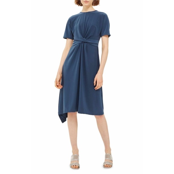 Topshop Dresses & Skirts - Topshop Midi Dress Knot Twist Front Teal Blue Short Sleeve Size 4 B33#49